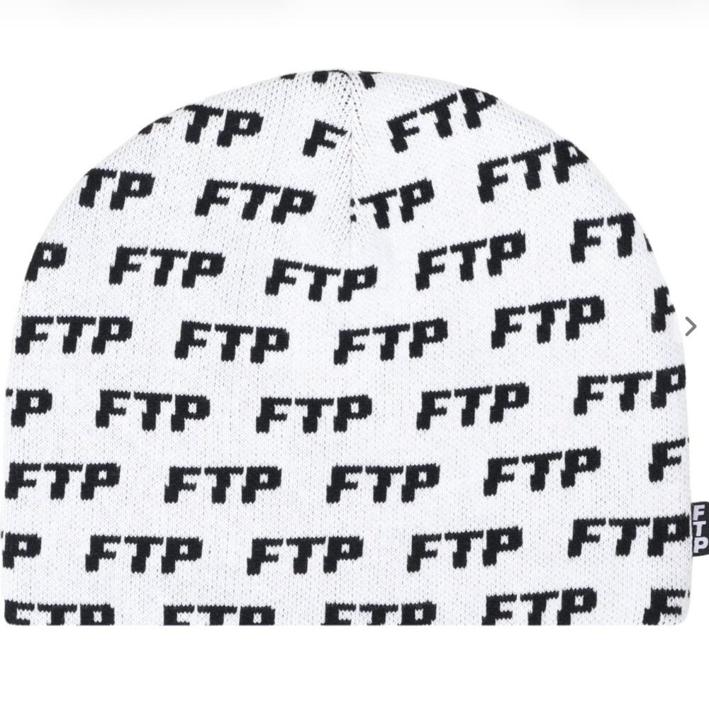 NEW FTP All Over Logo Beanie - White